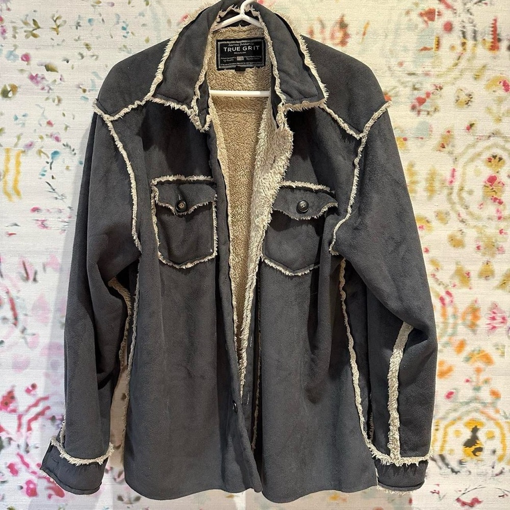 True Grit Charcoal Jacket with Sherpa Trim